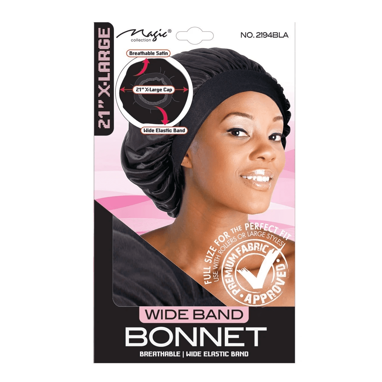 Bonnet de nuit en satin couleur noire XL