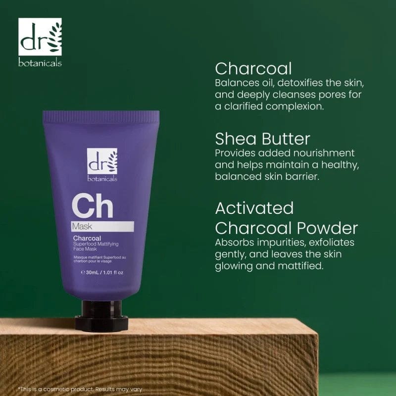 Dr Botanicals - Ch Charcoal Masque Visage Matifiant Superfood 30ml - Dr Botanicals - Ethni Beauty Market