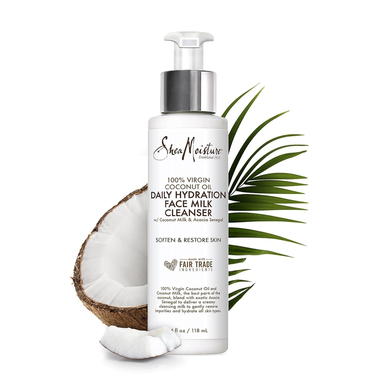 Shea Moisture - 100% Virgin Coconut Oil - Lait nettoyant visage "Daily Hydration" - 118ml - Shea Moisture - Ethni Beauty Market