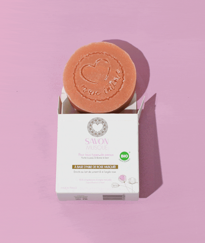 Musc Intime - Savon masque purificateur bio "rose musquée" - 100g - Musc Intime - Ethni Beauty Market